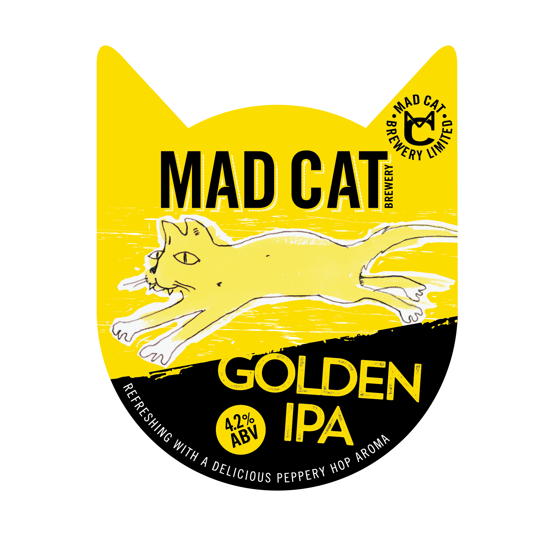 Golden IPA pump clip mad cat ales